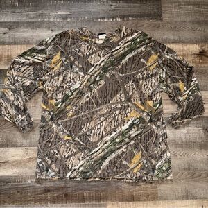 Vintage shadow branch mossy oak Camouflage Long Sleeve Shirt 2X